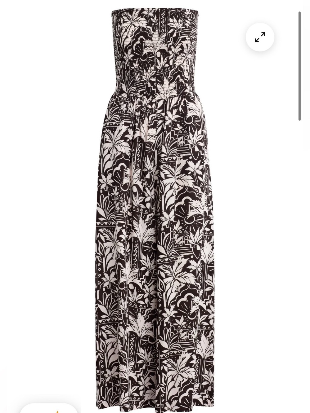 NWT Patrons of Peace Brown & Cream Strapless Smocked Botanical Jumpsuit